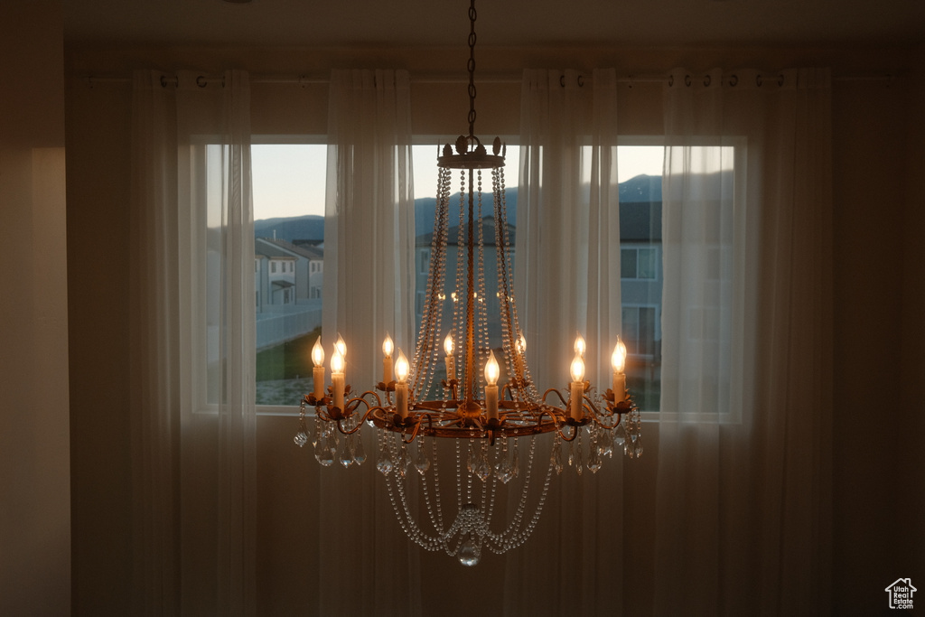 Detailed view of a chandelier