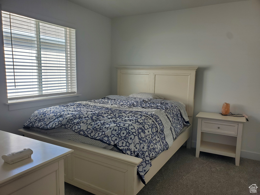 Bedroom with carpet flooring