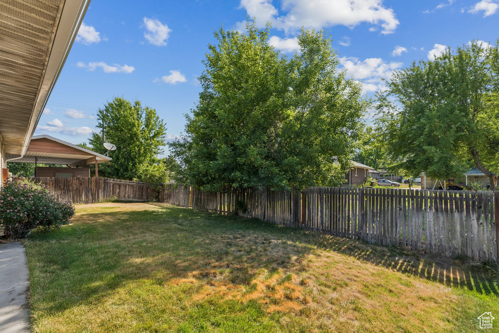 View of fenced backyard