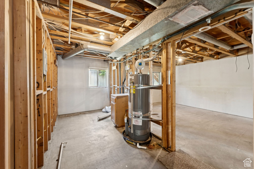 Basement with secured water heater