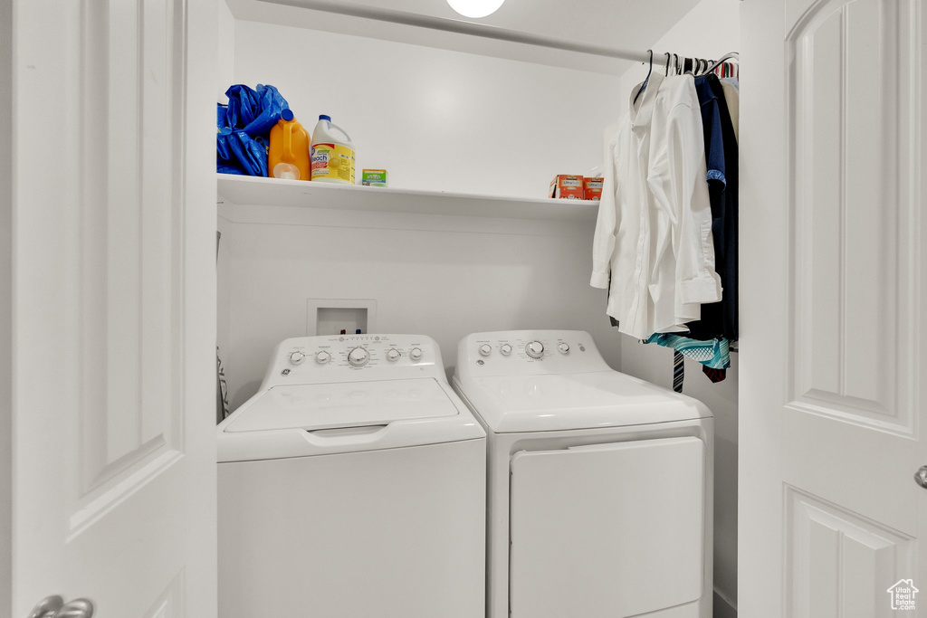 Laundry area featuring washing machine and dryer