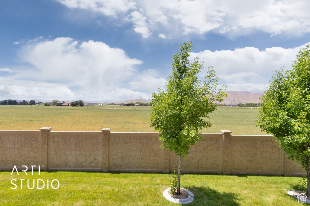 View of yard featuring a rural view and a mountain view