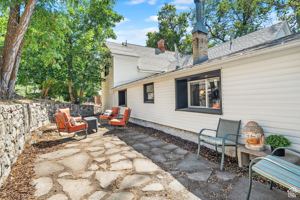 View of patio with outdoor lounge area