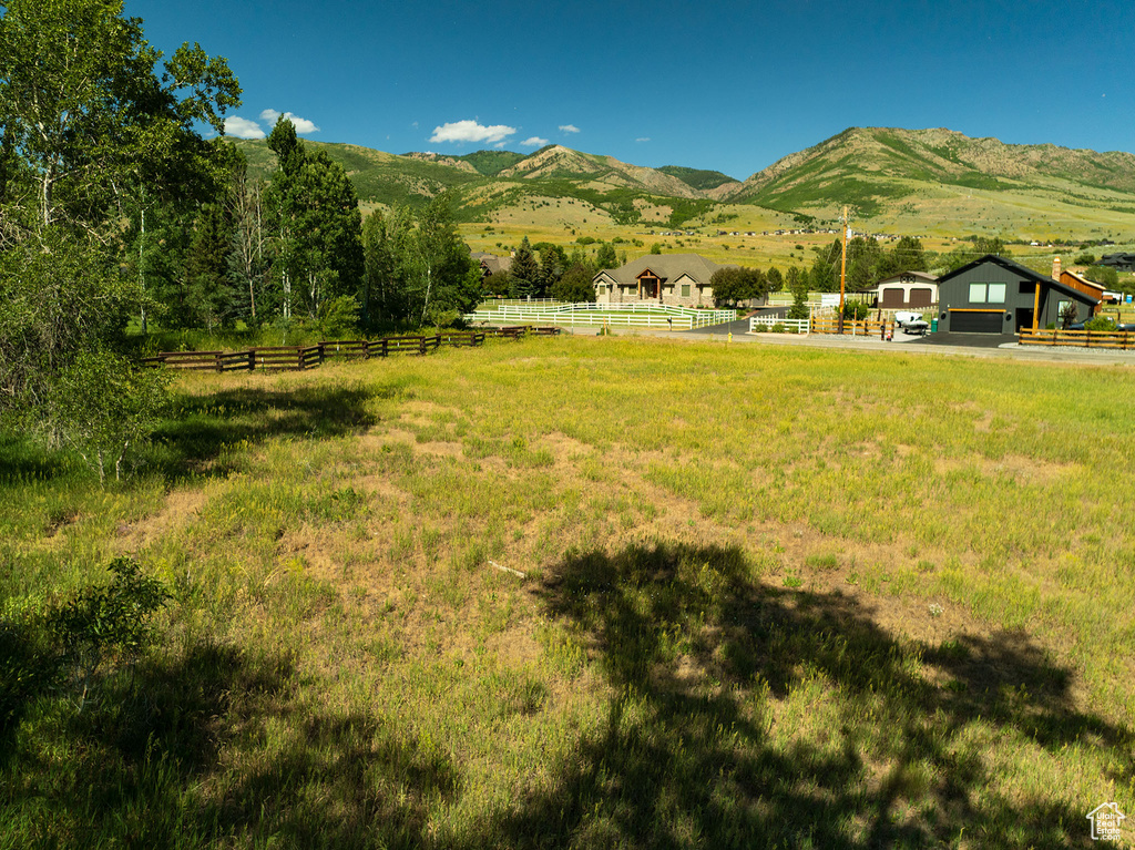 Mountain view with rural landscape