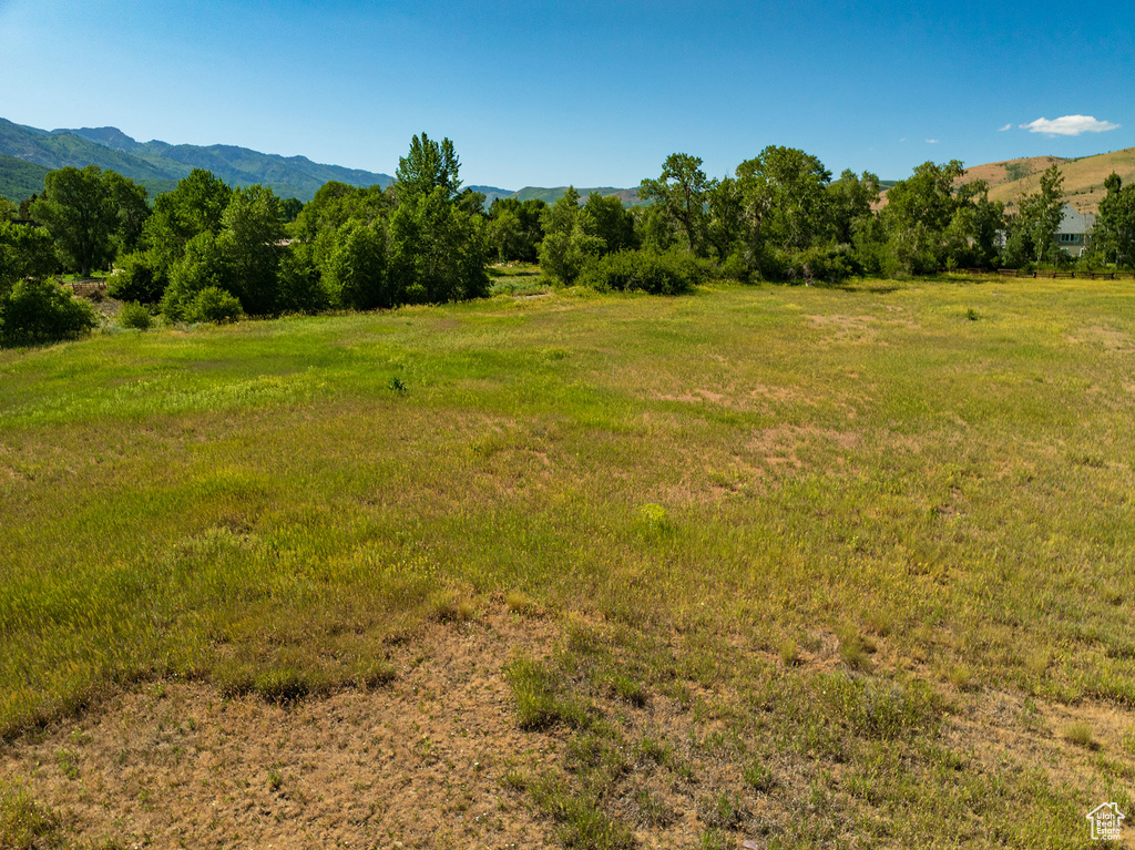 View of yard with a view of countryside and a mountain view