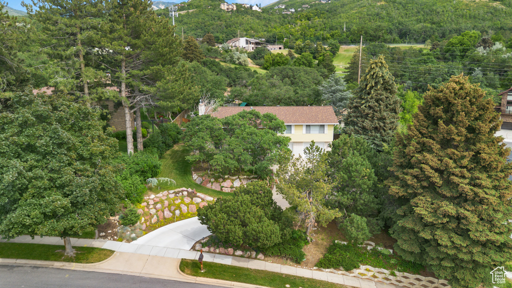 Aerial view of a mountainous background