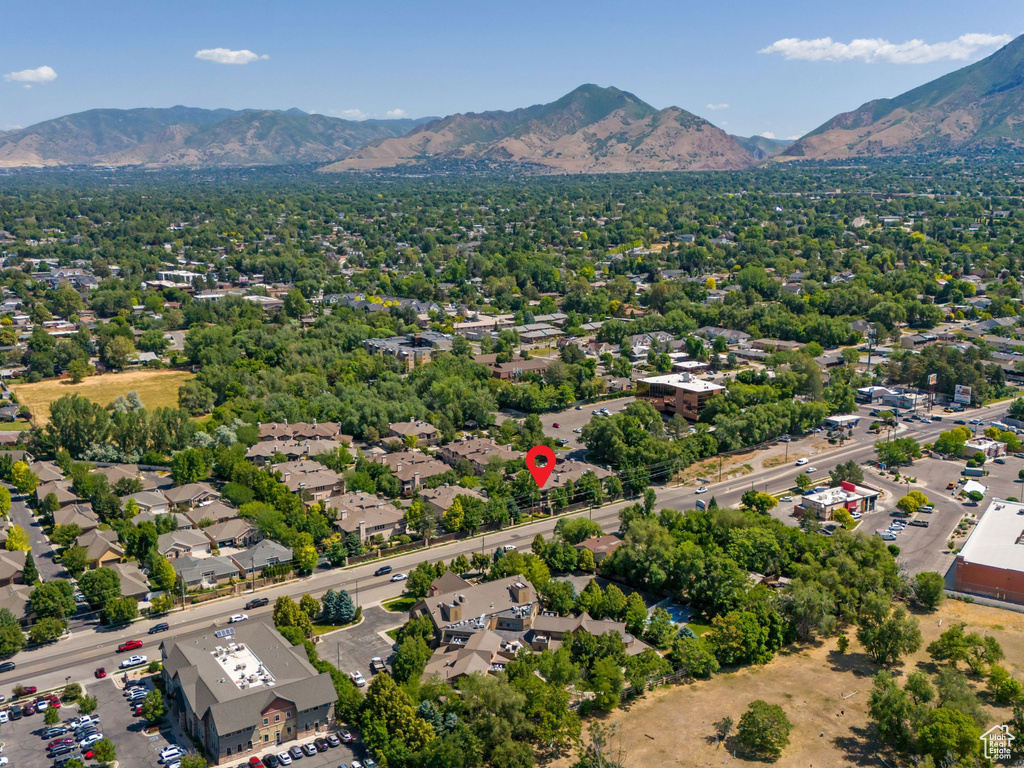 Aerial view of a mountainous background