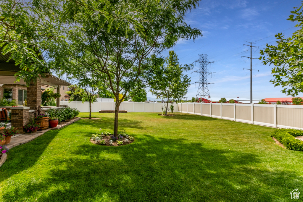 View of fenced backyard