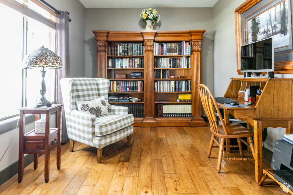 Office space featuring hardwood / wood-style flooring
