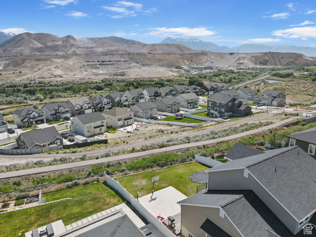 View of mountain background featuring nearby suburban area