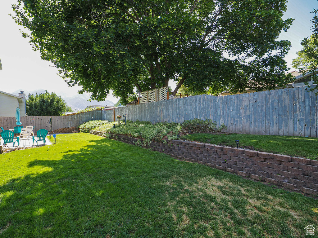 View of fenced backyard