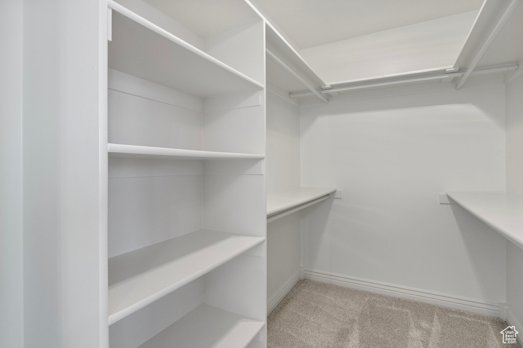 Walk in closet featuring carpet flooring