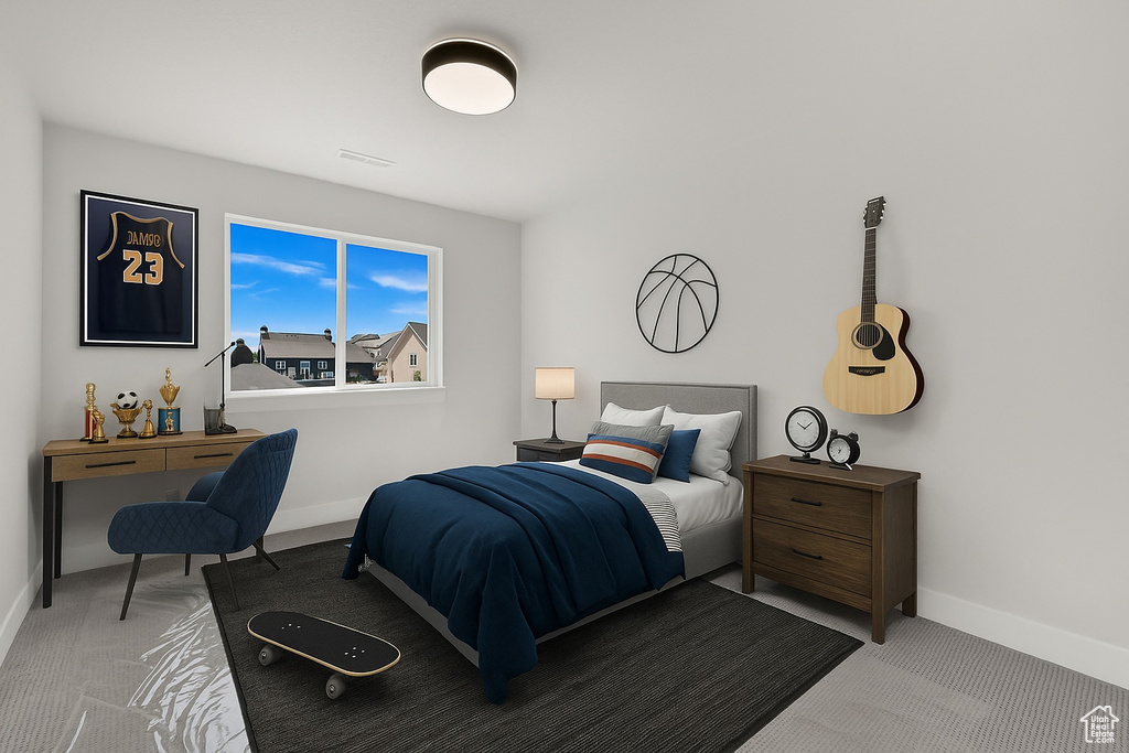 Bedroom featuring carpet flooring