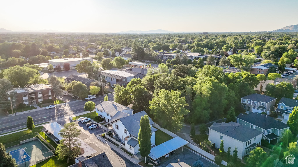 Aerial perspective of suburban area