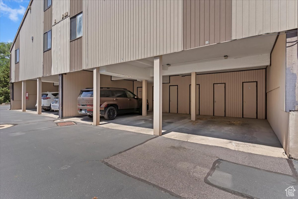 View of covered parking lot