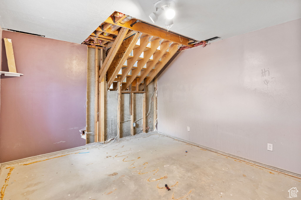 View of unfinished basement