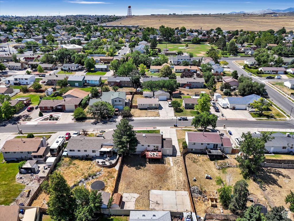 Aerial perspective of suburban area