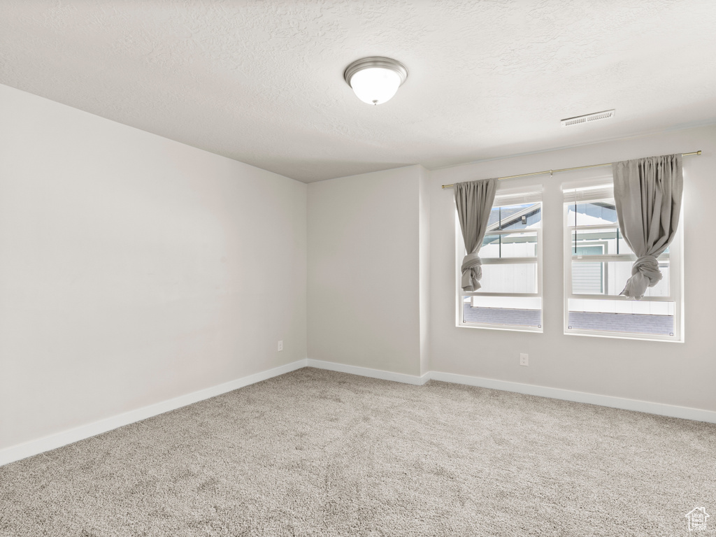 Unfurnished room with carpet flooring and a textured ceiling