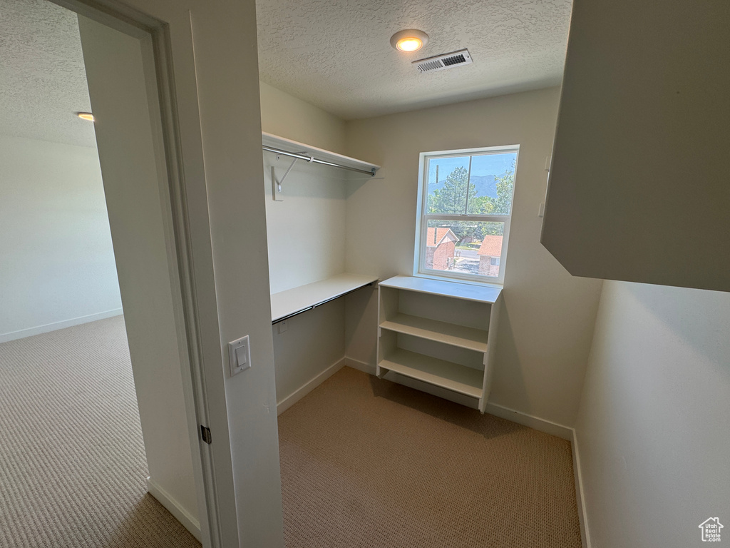 Walk in closet featuring carpet flooring