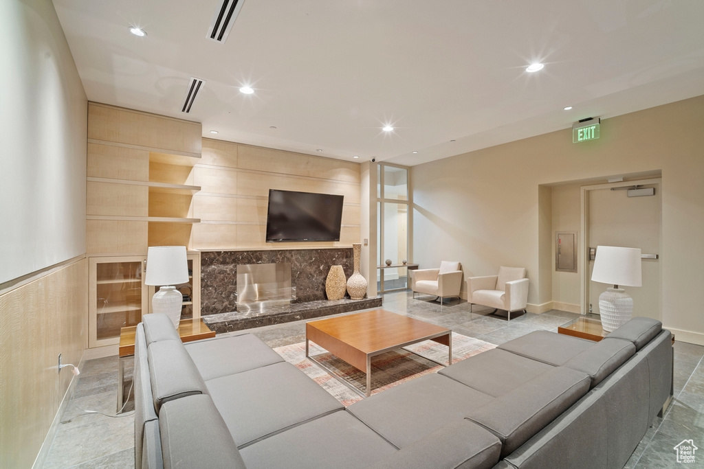 Living area with recessed lighting