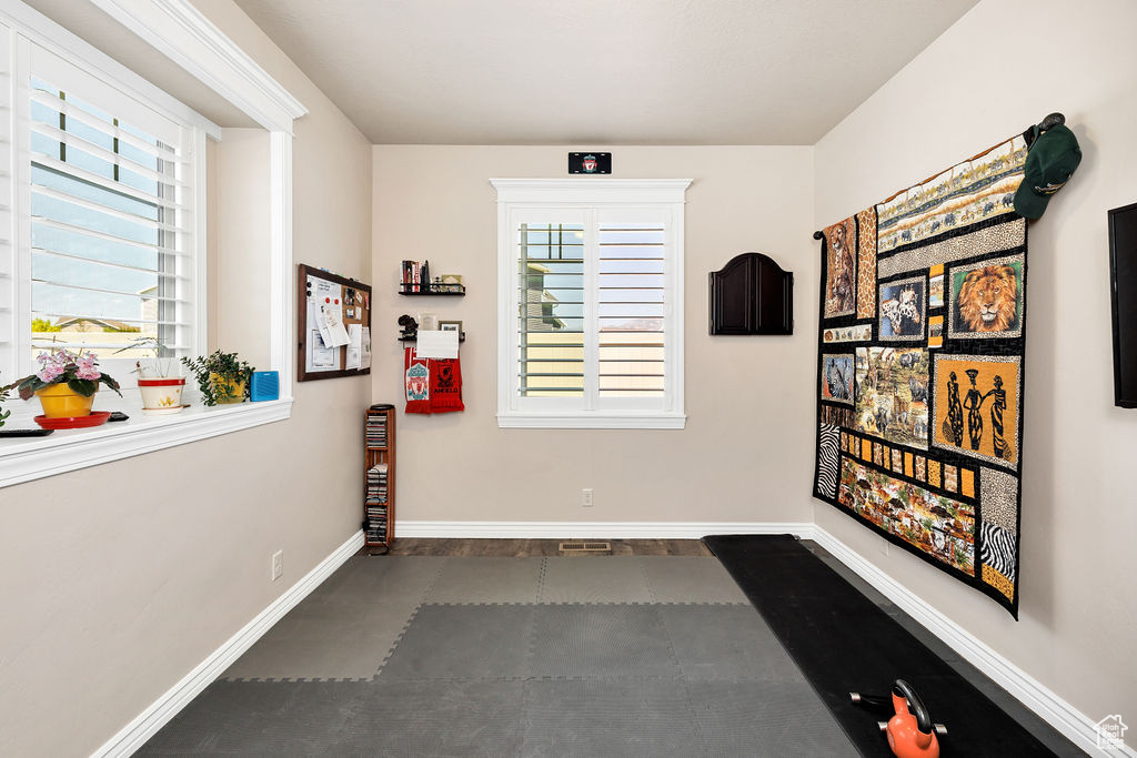 Workout room with plenty of natural light