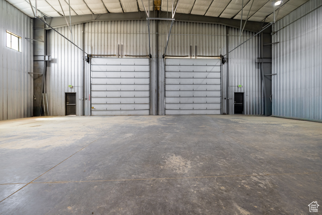 Garage with metal wall
