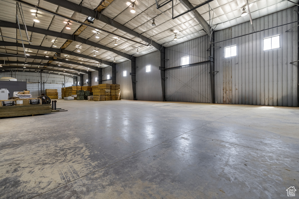 Garage with metal wall