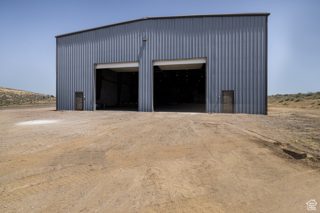 View of detached garage