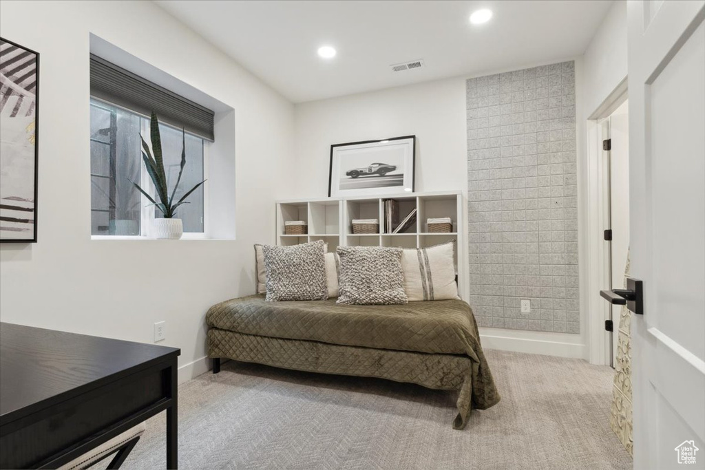Bedroom featuring carpet and recessed lighting
