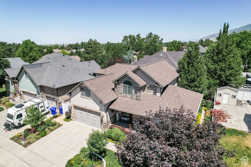 Aerial perspective of suburban area