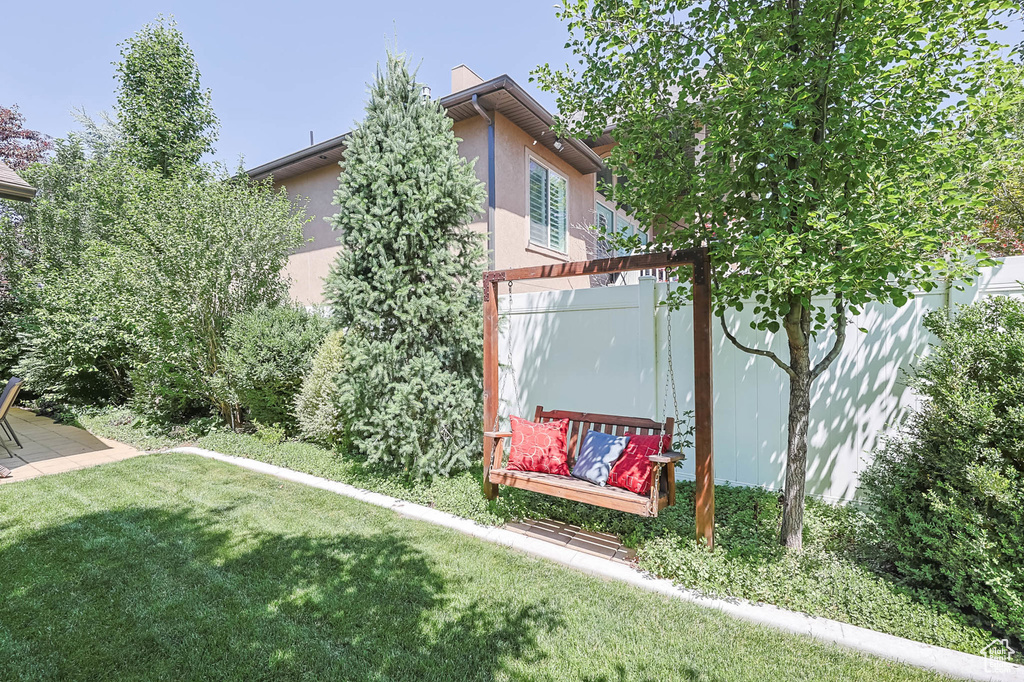 View of yard featuring a patio