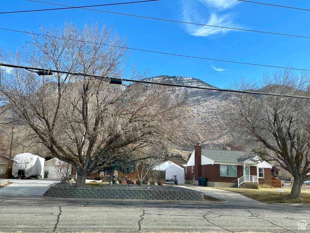 View of street with a mountain view