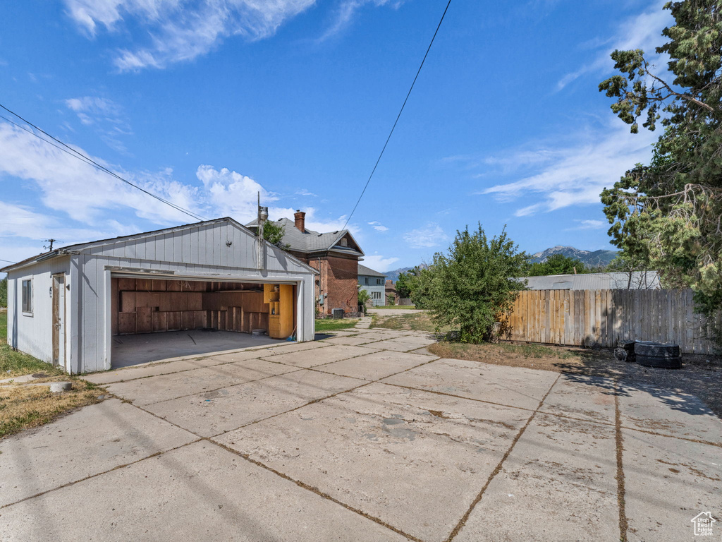 View of detached garage