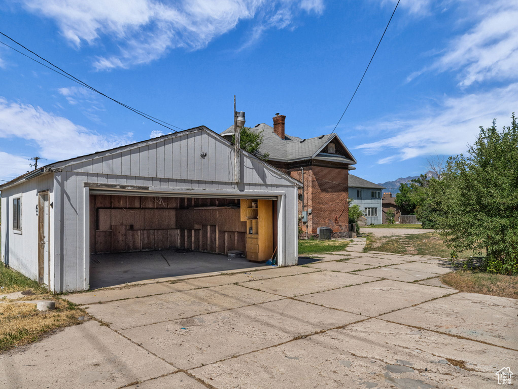 View of detached garage