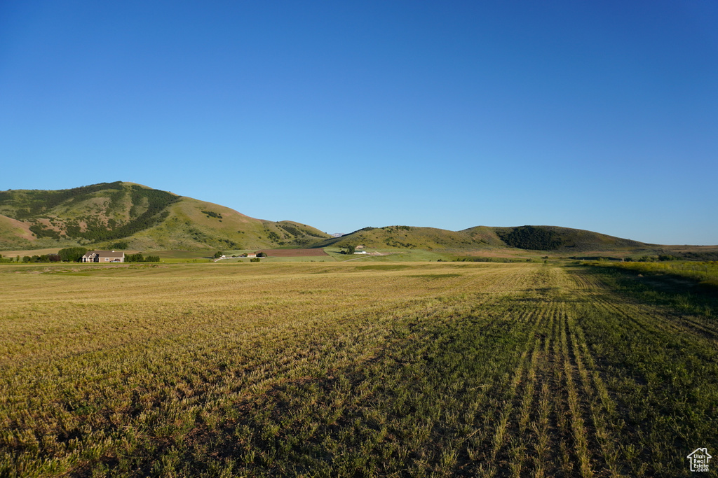View of mountain background featuring rural landscape