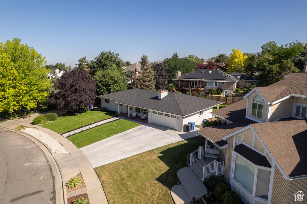 Aerial view of residential area