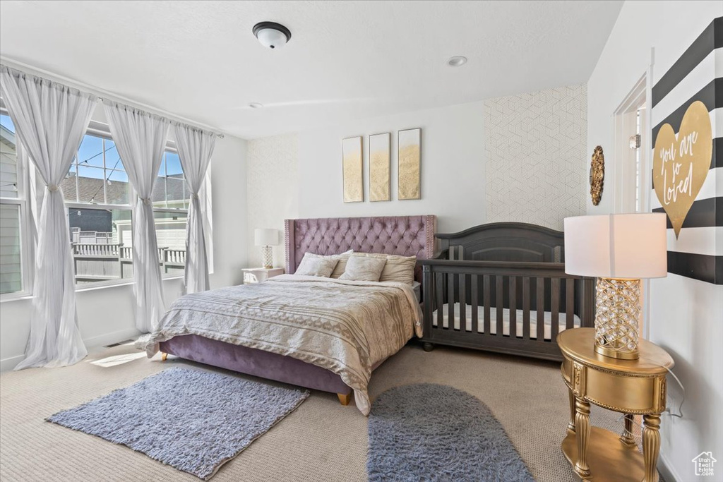 Bedroom with carpet floors