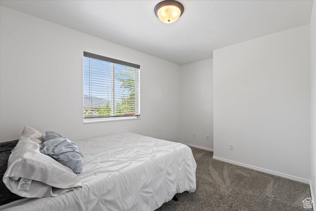 Bedroom with carpet floors and baseboards