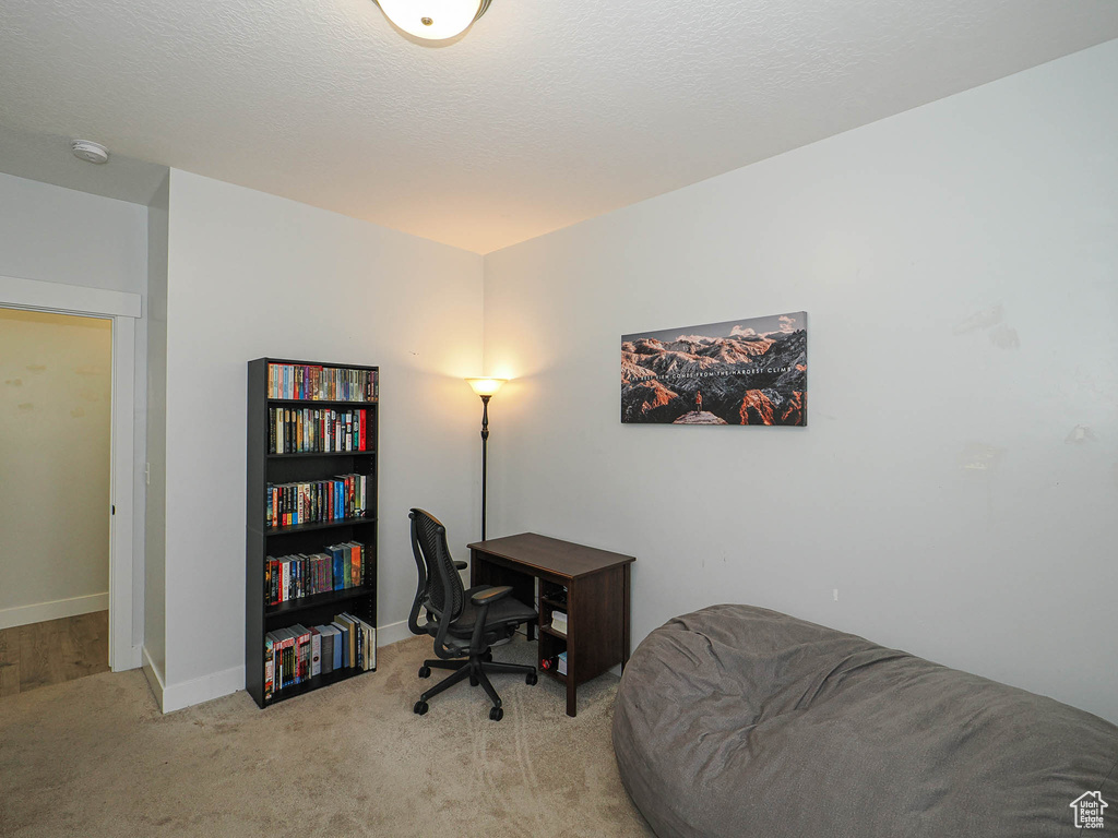 Office space with carpet floors and baseboards