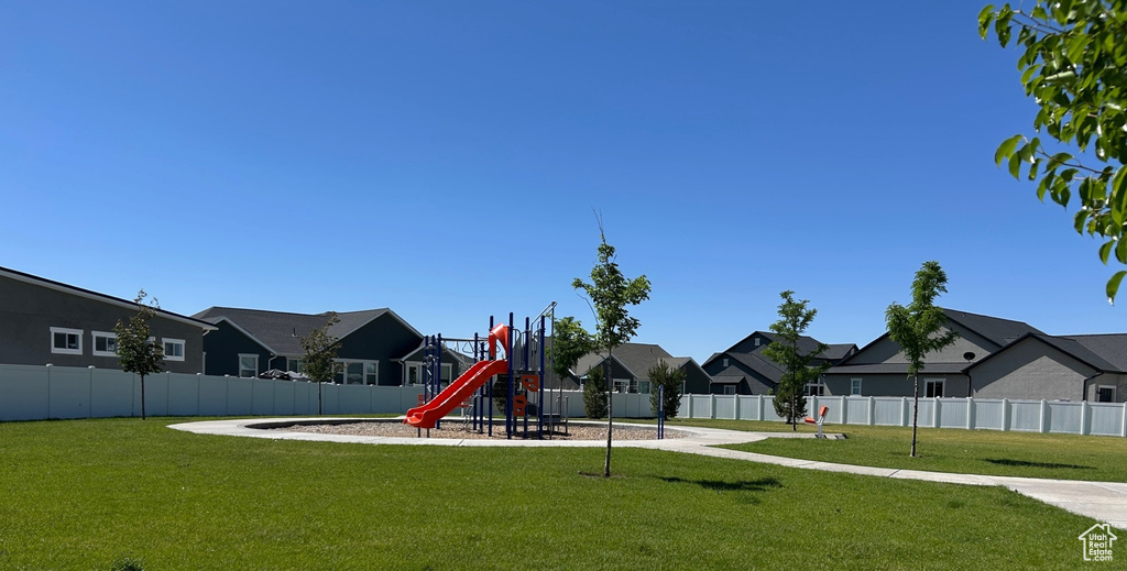 Community play area featuring a residential view