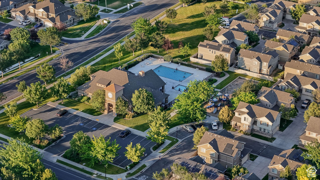 Aerial overview of property\\\'s location with nearby suburban area