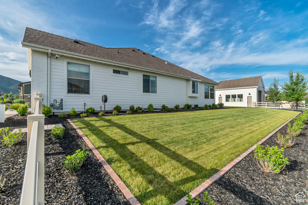 Rear view of property featuring a shingled roof