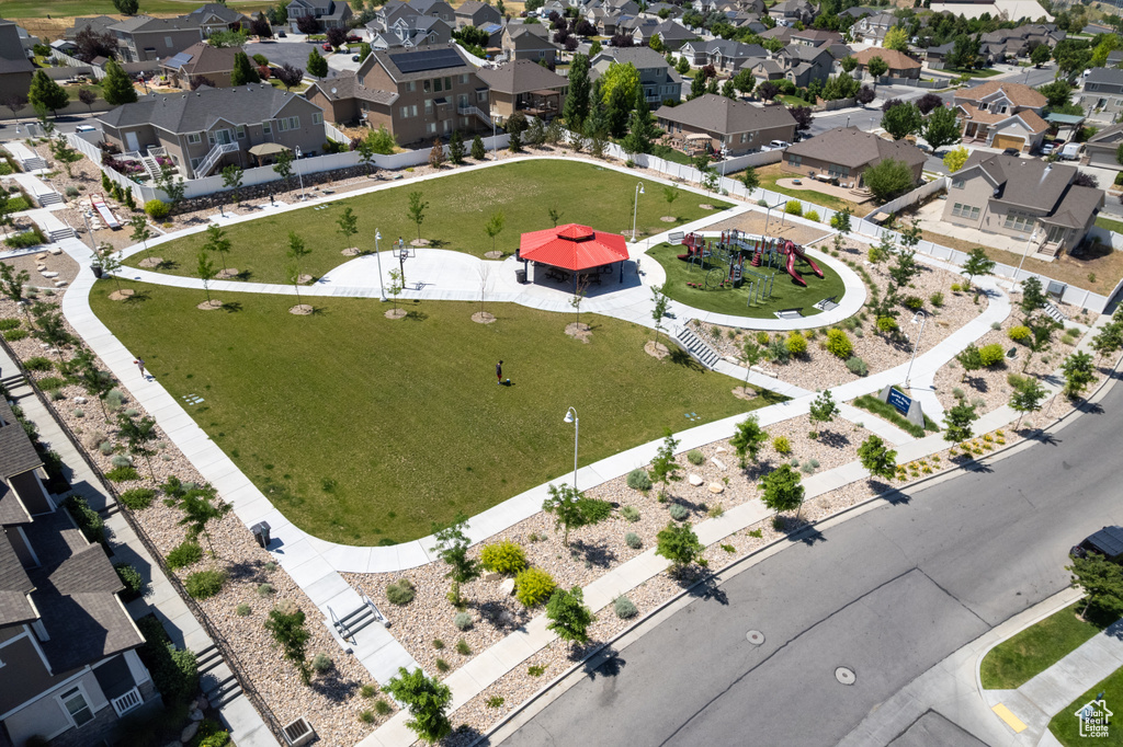 Aerial perspective of suburban area