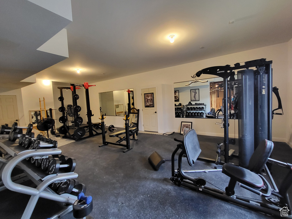 Workout area with baseboards