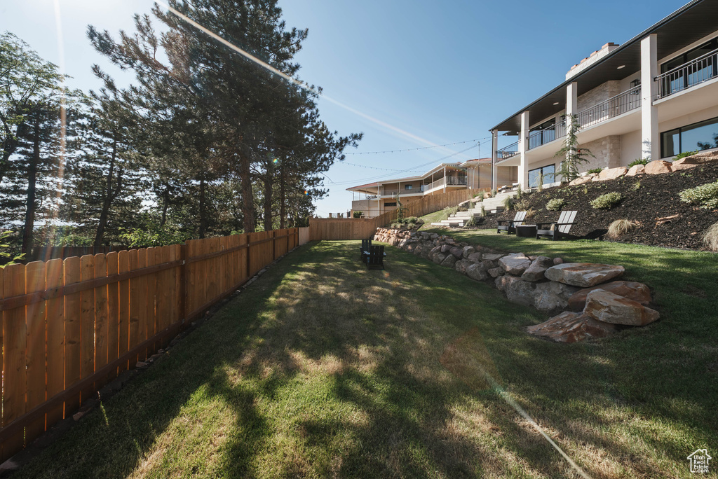 View of fenced backyard