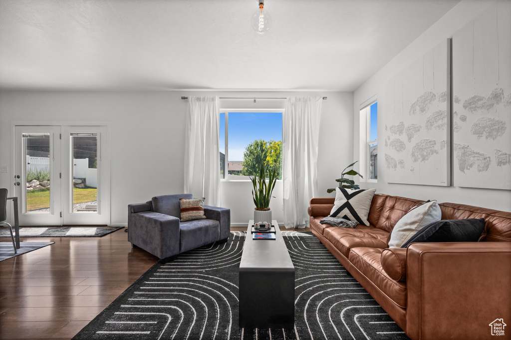 Living room with wood finished floors