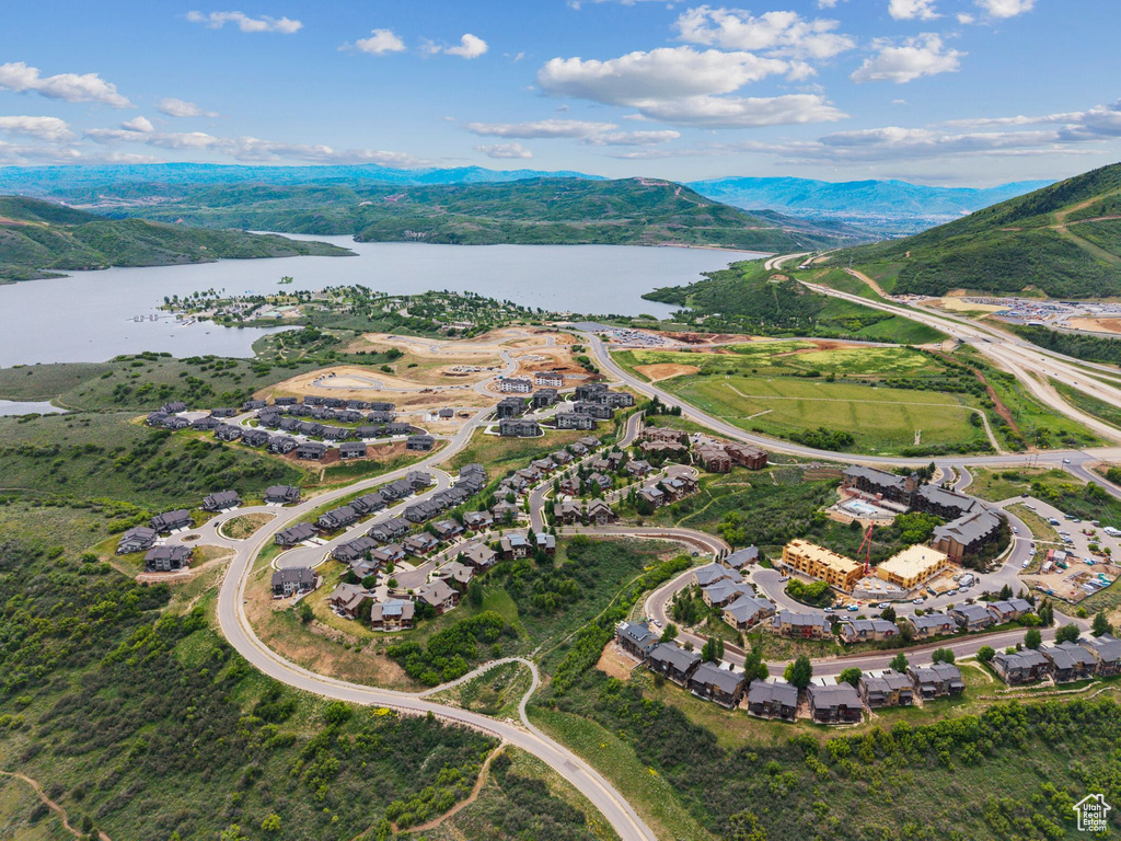 Drone / aerial view of a water and mountain view