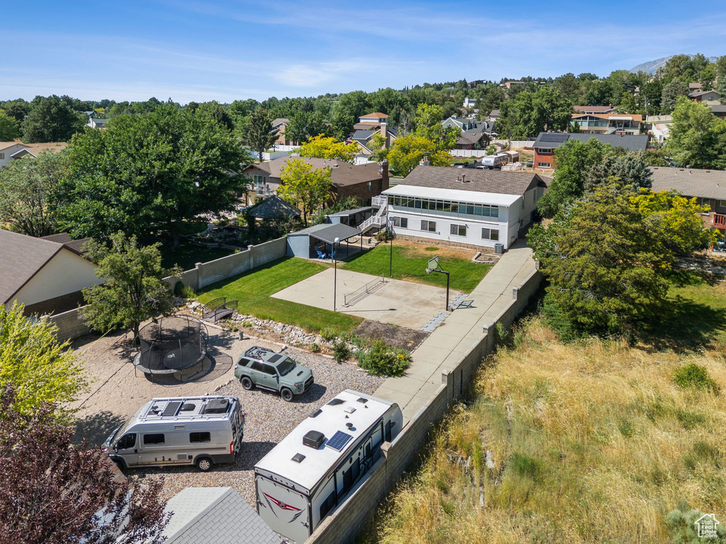Aerial perspective of suburban area