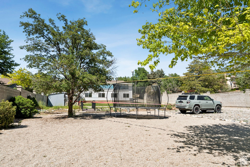 View of front of home featuring a trampoline
