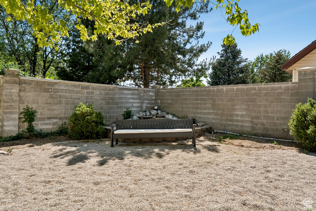 View of fenced backyard
